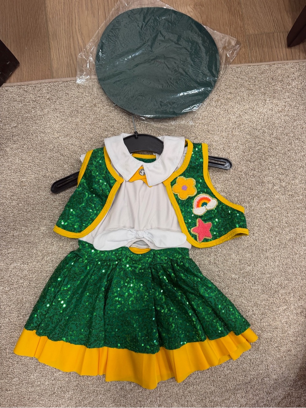 Revolution Green Sequin Costume Set with Yellow Trim